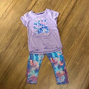 Purple Graphic Tee and Colorful Leggings Set